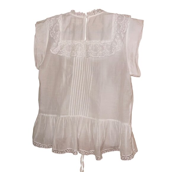 Zadig Voltaire Womens Top Size Medium White Drawstring Waist Ruffle Trim - Picture 2 of 9